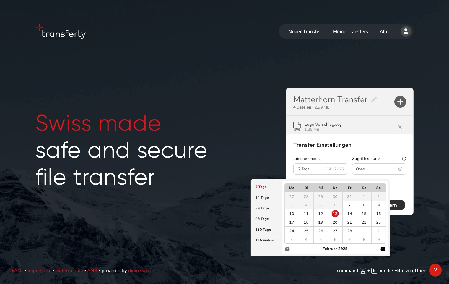 Transfer-Einstellungen anpassen